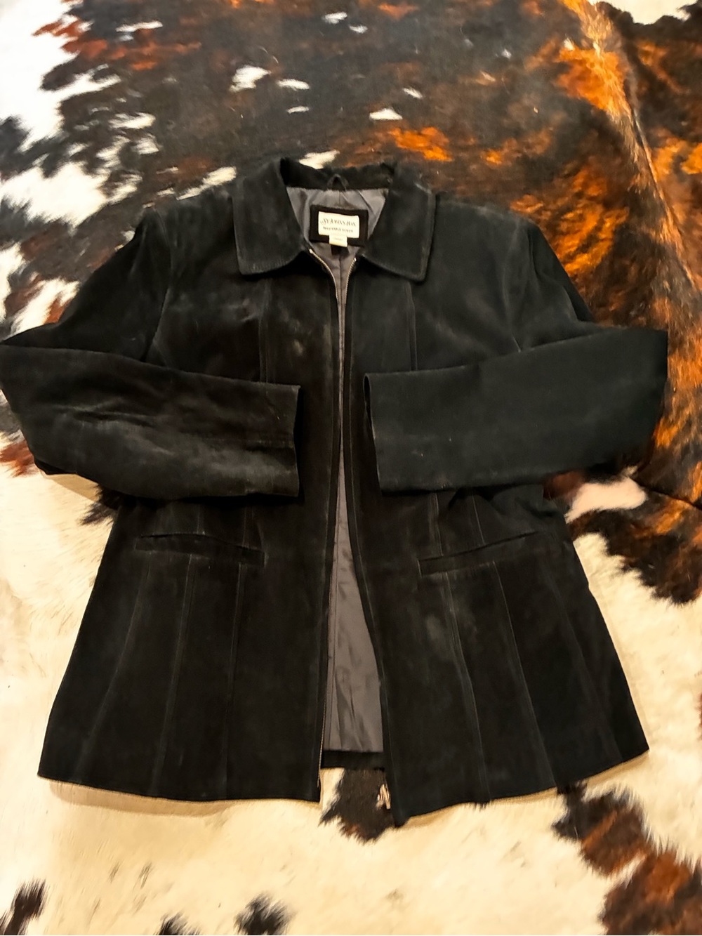 St John’s Bay Black Suede Zip-Front Women's Jacket
